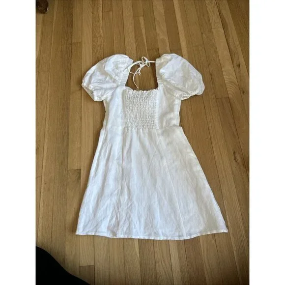 Emerson Fry Size Small Amy Puff Sleeve Short Dress - White. Lined. Linen NWOT - Picture 10 of 10